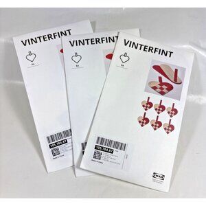 IKEA Vinterfint Red White Danish Woven Heart Kits Hanging Ornament  Set Of 3x6